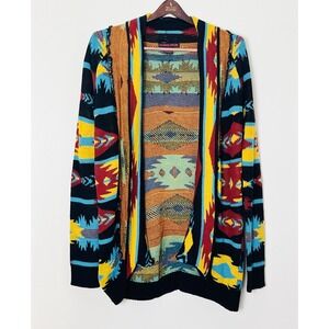 Rock & Roll Cowgirl Cardigan Women's Multicolor Medium Native Southwestern Aztec